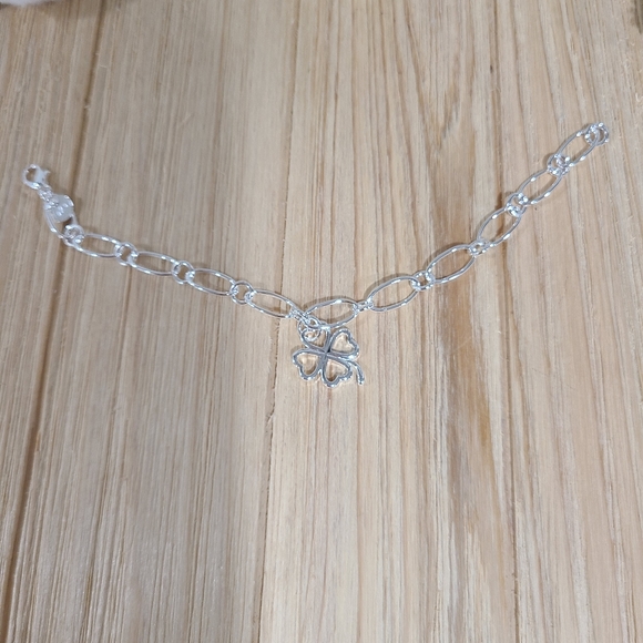 🍀🍀NEW🍀🍀PRETTY!! 925 STERLING SILVER SHAMROCK BRACELET 🍀🍀 - Picture 15 of 15
